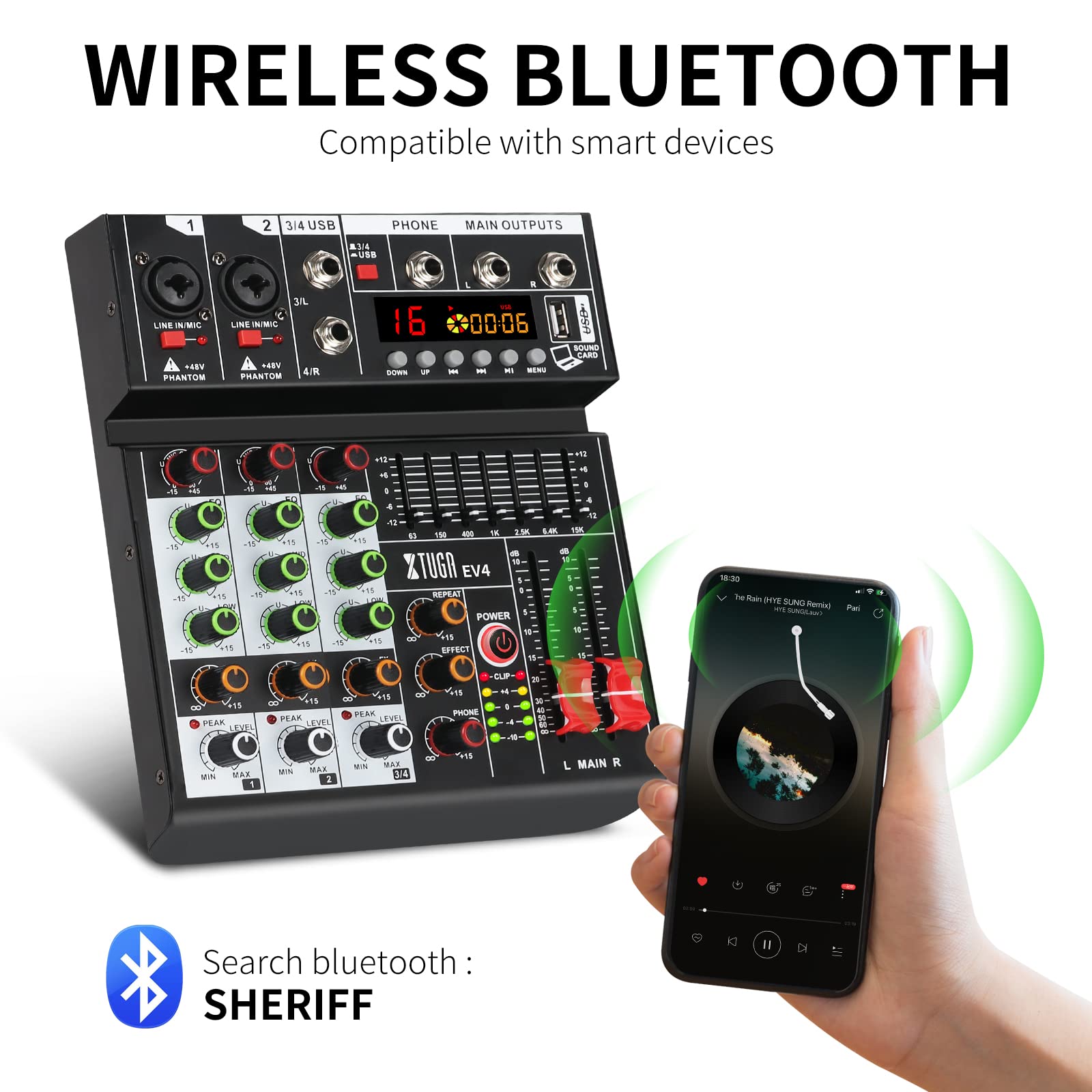 Amazon.com: XTUGA EV4 Mezclador de audio profesional de 4 canales